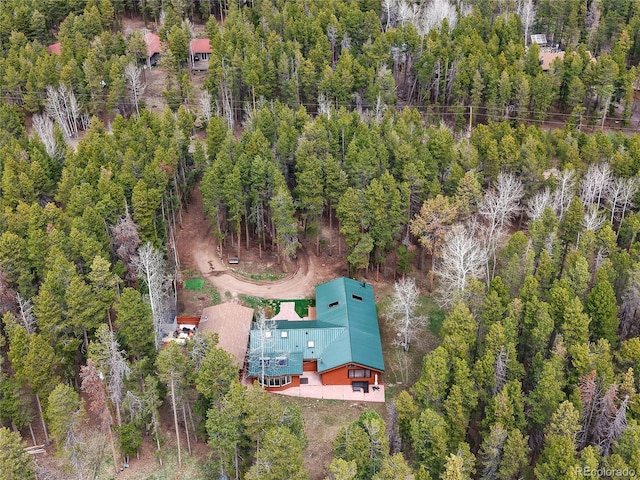 9123 Booker Ln, Conifer, CO 80433 - drone / aerial view with a forest view