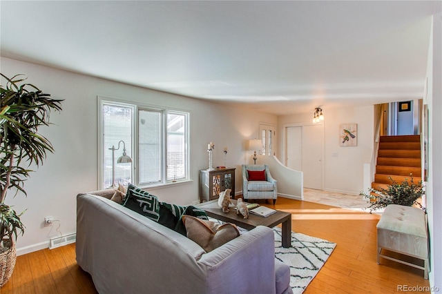 living room featuring light hardwood / wood-style flooring