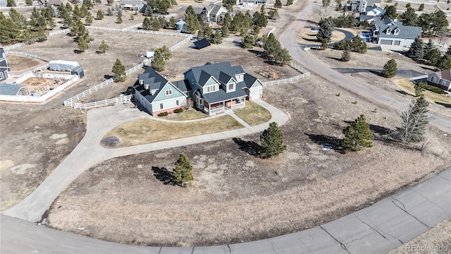 aerial view with a residential view