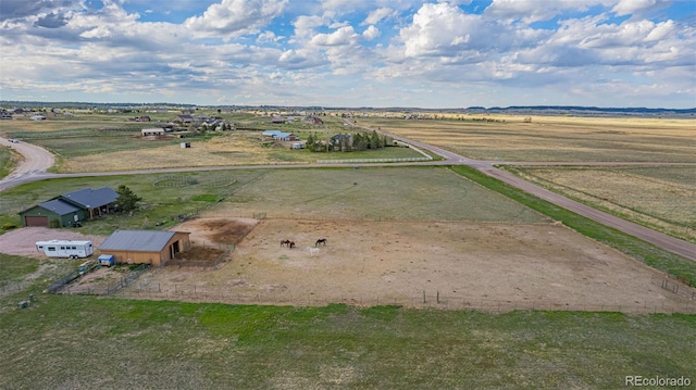 drone / aerial view with a rural view