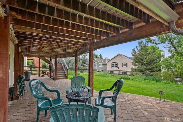 18 Blue Sage, Littleton, CO 80127 - view of patio / terrace featuring a fire pit and stairs