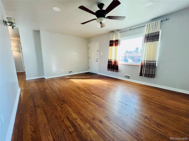 2027 S Newton St, Denver, CO 80219 - empty room featuring baseboards, a ceiling fan, and wood finished floors