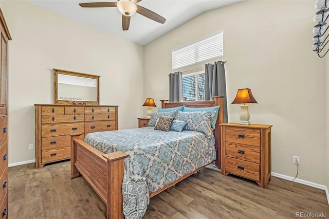 16048 Butterwort Cir, Parker, CO 80134 - bedroom featuring baseboards, a ceiling fan, and wood finished floors
