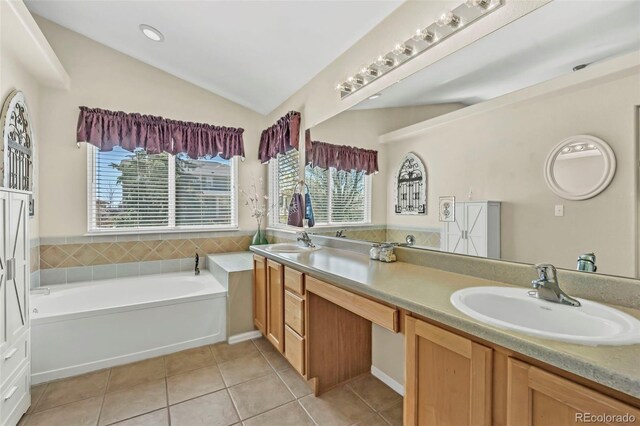 16048 Butterwort Cir, Parker, CO 80134 - bathroom featuring a wealth of natural light, tile patterned flooring, and a sink