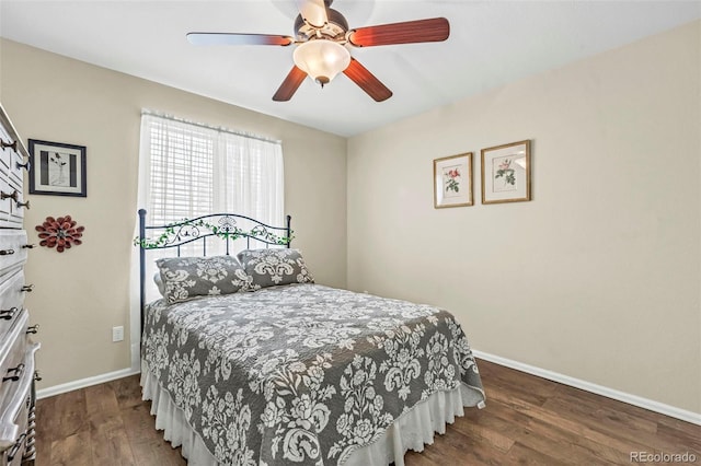16048 Butterwort Cir, Parker, CO 80134 - bedroom with ceiling fan, baseboards, and wood finished floors