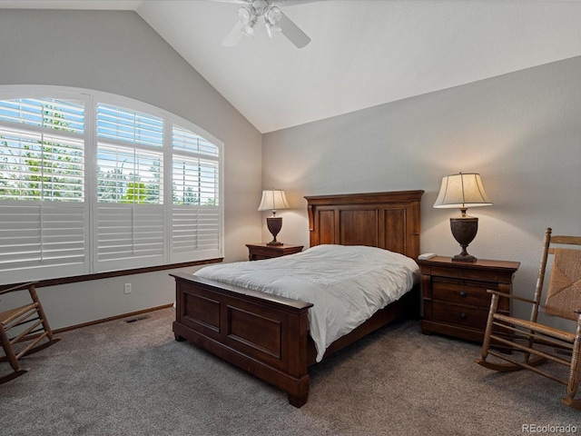 6900 W Grant Ranch Blvd Unit 49, Littleton, CO 80123 - carpeted bedroom with lofted ceiling and a ceiling fan