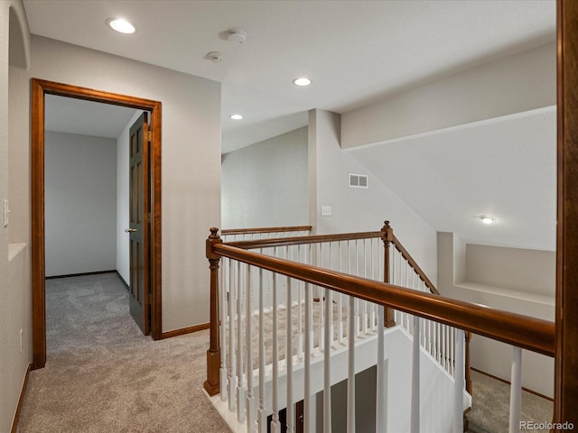 6900 W Grant Ranch Blvd Unit 49, Littleton, CO 80123 - corridor featuring an upstairs landing, carpet floors, recessed lighting, and baseboards