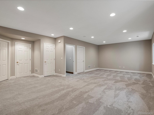 6900 W Grant Ranch Blvd Unit 49, Littleton, CO 80123 - basement with light carpet, recessed lighting, and baseboards