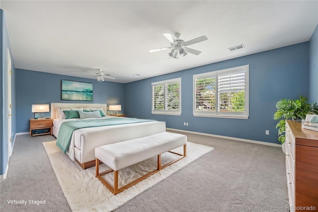 10155 Charissglen Ln, Littleton, CO 80126 - bedroom featuring baseboards, light colored carpet, and ceiling fan