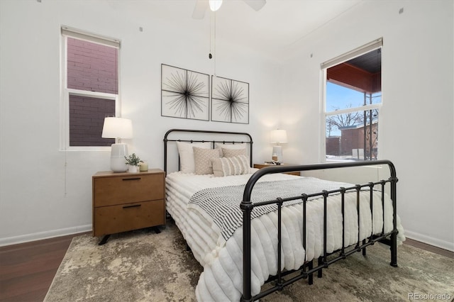 bedroom featuring dark hardwood / wood-style floors