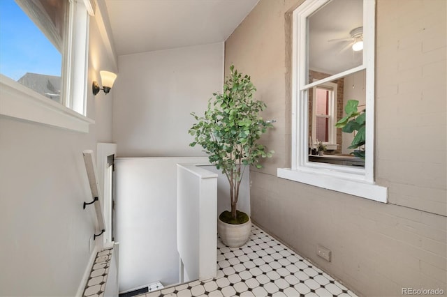 bathroom with ceiling fan