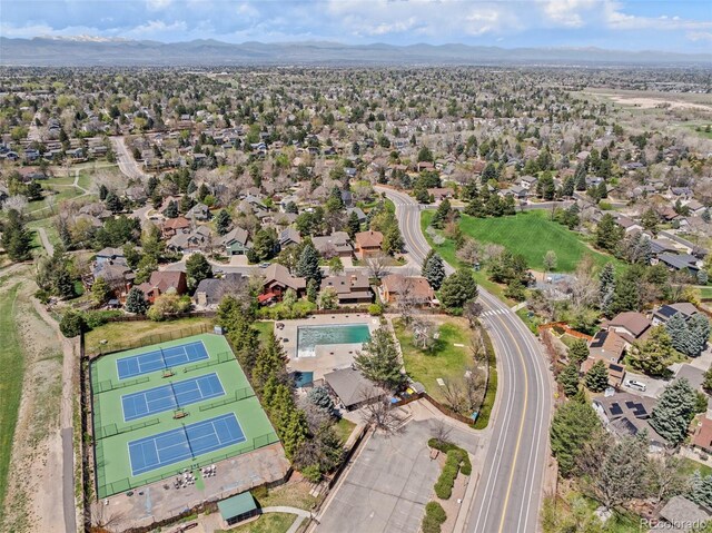 drone / aerial view with a mountain view
