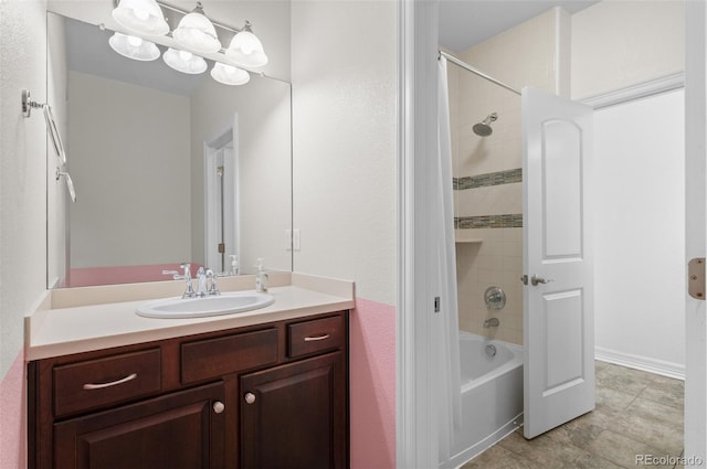 full bathroom with shower / washtub combination and vanity