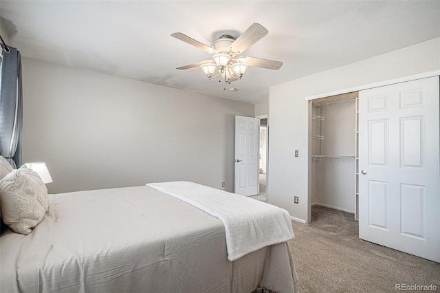 10359 Tracewood Dr, Highlands Ranch, CO 80130 - bedroom featuring light colored carpet, a closet, ceiling fan, and baseboards