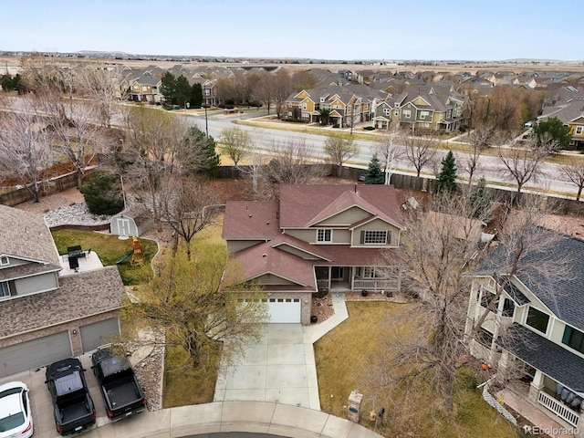 drone / aerial view with a residential view