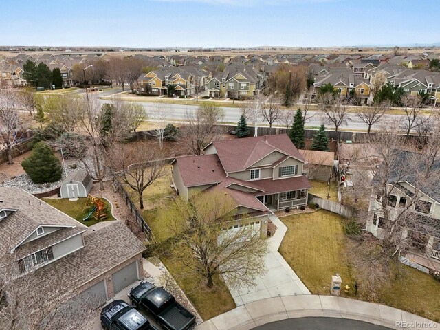 drone / aerial view featuring a residential view