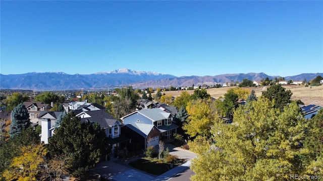 aerial view with a mountain view