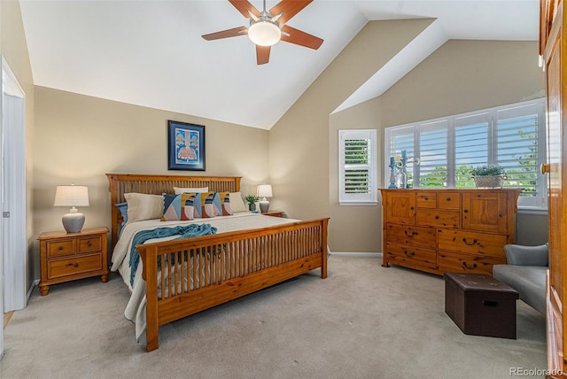 6836 Poppy Ct, Arvada, CO 80007 - bedroom with carpet floors, vaulted ceiling, and ceiling fan