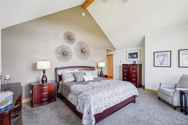 50 Spinning Leaf Trl, Silverthorne, CO 80498 - bedroom featuring carpet floors, beam ceiling, baseboards, and high vaulted ceiling
