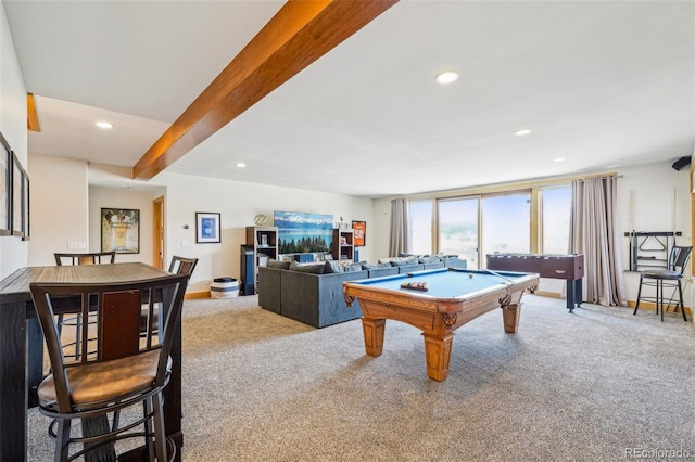 50 Spinning Leaf Trl, Silverthorne, CO 80498 - rec room featuring recessed lighting, carpet, billiards table, and baseboards