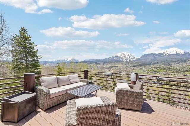 50 Spinning Leaf Trl, Silverthorne, CO 80498 - deck with outdoor lounge area and a mountain view