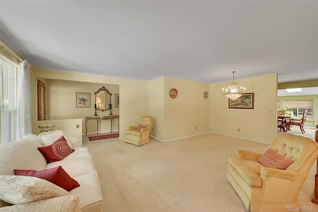 6425 W Frost Dr, Littleton, CO 80128 - living area featuring a chandelier, plenty of natural light, and light carpet