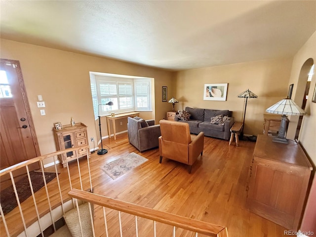 living room with wood finished floors