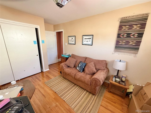 living room with wood finished floors
