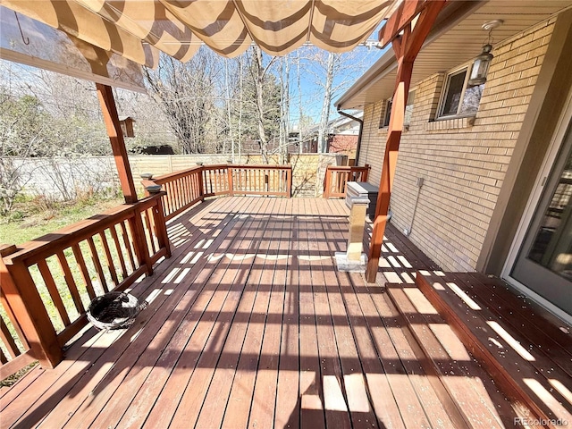 deck featuring a fenced backyard