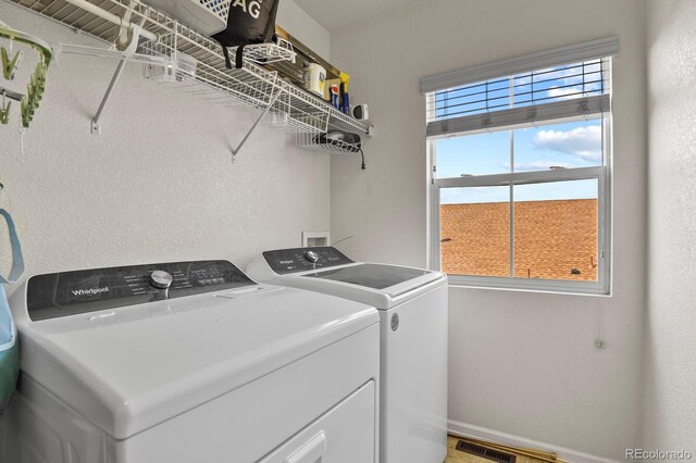 laundry room with washing machine and clothes dryer