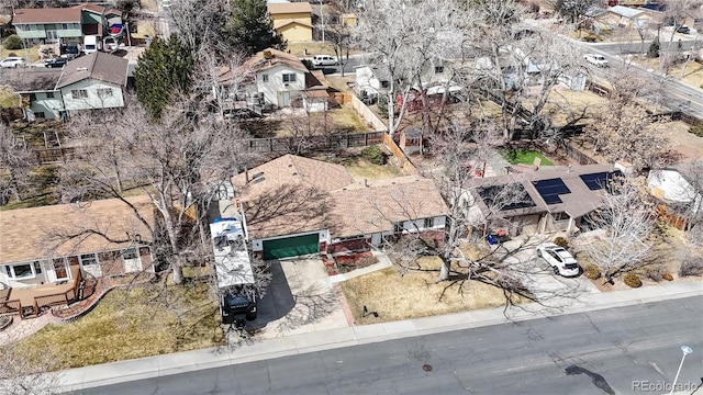 aerial view featuring a residential view