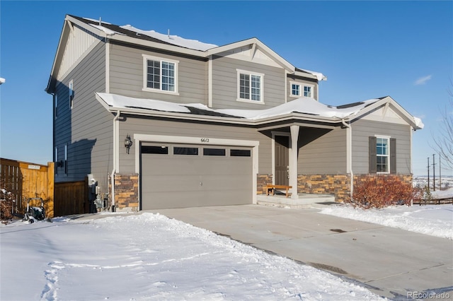 view of front of property with a garage