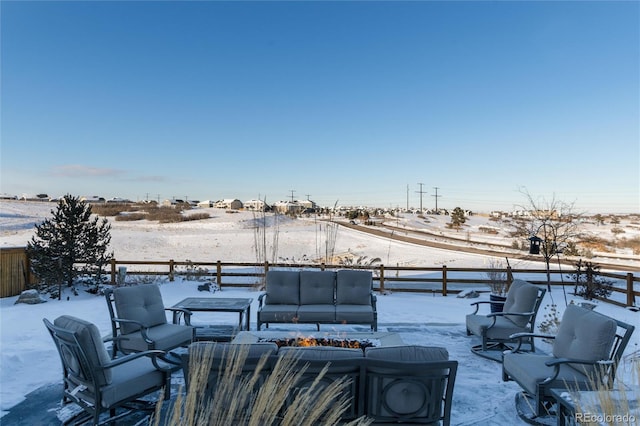 view of snow covered patio