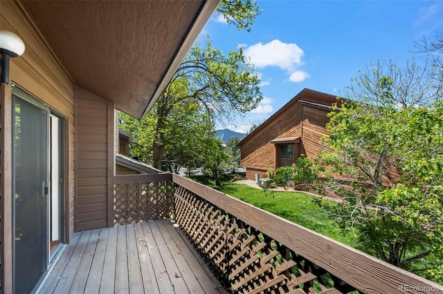 deck featuring a mountain view
