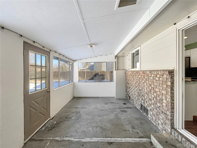 view of unfurnished sunroom