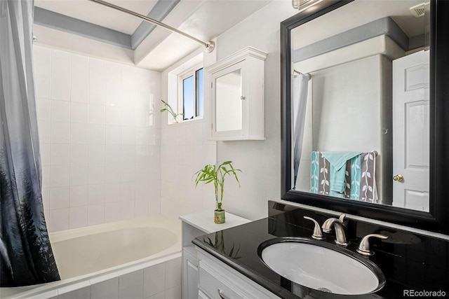 4220 E 119th Pl Unit A, Thornton, CO 80233 - bathroom featuring shower / bath combo and vanity
