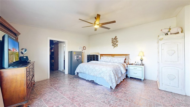 66095 E Kettle Pl, Byers, CO 80103 - bedroom featuring brick patterned flooring and a ceiling fan