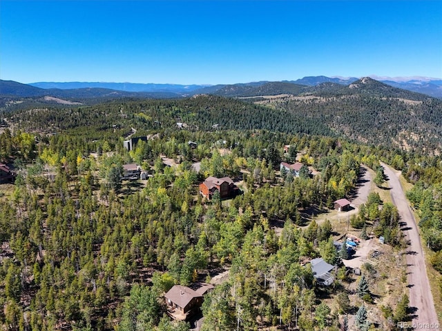 birds eye view of property with a mountain view