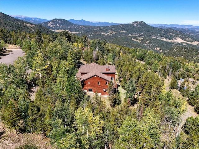 drone / aerial view with a mountain view