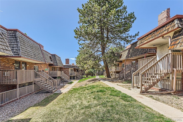 view of yard with a deck