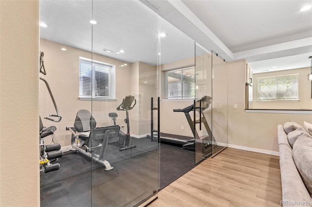 9576 E 147th Pl, Brighton, CO 80602 - workout room featuring recessed lighting and wood finished floors