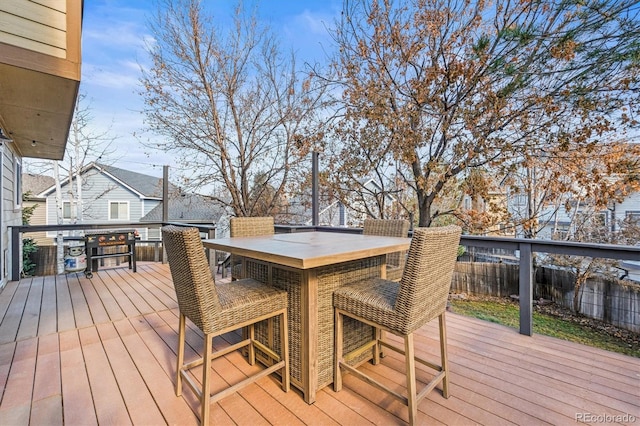 deck with exterior bar