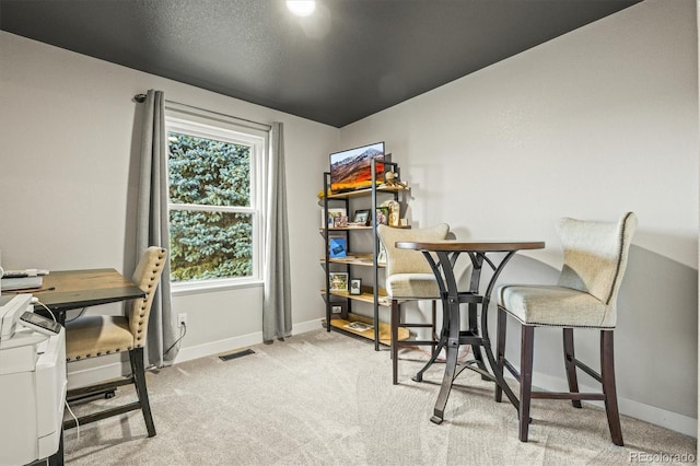 view of carpeted home office