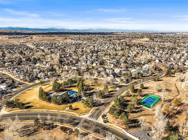 drone / aerial view with a mountain view