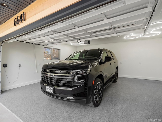 garage with a garage door opener