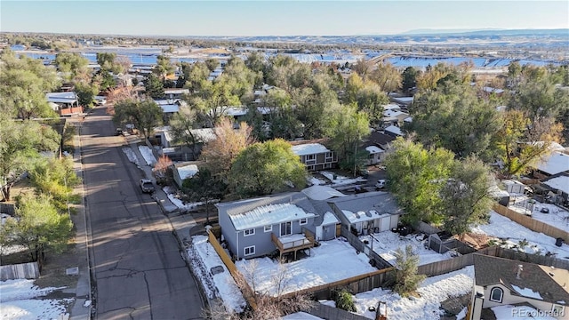 birds eye view of property with a residential view