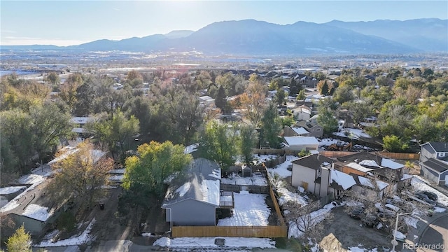 bird's eye view with a residential view and a mountain view