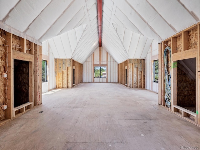 misc room with vaulted ceiling