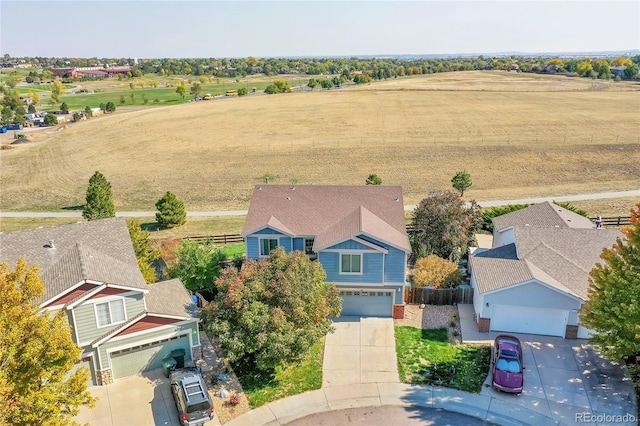 aerial view featuring a rural view