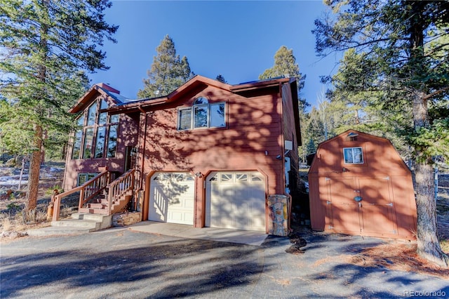 exterior space with a garage